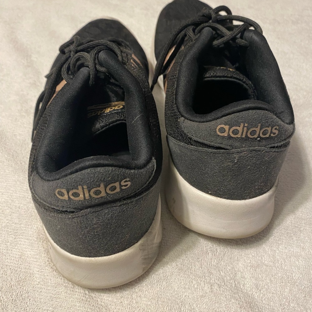 Adidas Women's Black Sneakers with Gold Stripes - Picture 5 of 6